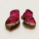 Watermelon Tourmaline Slices, Matched Pair 2 Pcs Raw Watermelon Tourmaline Slices, 7.5x11mm - VICP290M2