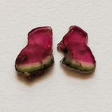 Watermelon Tourmaline Slices, Matched Pair 2 Pcs Raw Watermelon Tourmaline Slices, 7.5x11mm - VICP290M2