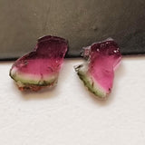 Watermelon Tourmaline Slices, Matched Pair 2 Pcs Raw Watermelon Tourmaline Slices, 7.5x11mm - VICP290M2