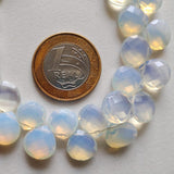 12mm Fire Opal Faceted Heart Beads, Opalite Beads Faceted Heart Briolettes For Jewelry (2IN To 4IN) - PDG369