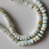 7mm Blue Opal Plain Smooth Tyre Beads, 6 Inches Spacer Beads Blue Opal Tyres For Jewelry - PAG41