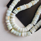 7mm Blue Opal Plain Smooth Tyre Beads, 6 Inches Spacer Beads Blue Opal Tyres For Jewelry - PAG41