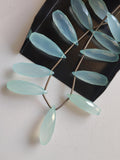 22-25mm Aqua Chalcedony Faceted Drop, Blue Chalcedony Briolette Tear Drop Beads, 4 pieces in a Strand - PAG38