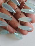 22-25mm Aqua Chalcedony Faceted Drop, Blue Chalcedony Briolette Tear Drop Beads, 4 pieces in a Strand - PAG38