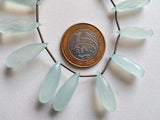 22-25mm Aqua Chalcedony Faceted Drop, Blue Chalcedony Briolette Tear Drop Beads, 4 pieces in a Strand - PAG38