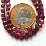 4-4.5mm Garnet Faceted Coin Beads For Jewelry, Garnet Round Coin Beads, 13IN (1 ST To 5 ST) - PAG37