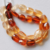 6-8mm Hessonite Garnet Faceted Chewing Gum Beads, Natural Garnet Rectangle, Hessonite For Jewelry, 13 Pcs - PAG40
