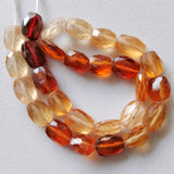 6-8mm Hessonite Garnet Faceted Chewing Gum Beads, Natural Garnet Rectangle, Hessonite For Jewelry, 13 Pcs - PAG40