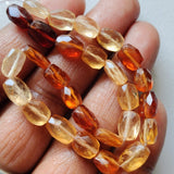 6-8mm Hessonite Garnet Faceted Chewing Gum Beads, Natural Garnet Rectangle, Hessonite For Jewelry, 13 Pcs - PAG40