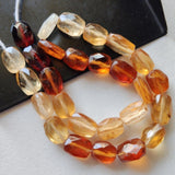 6-8mm Hessonite Garnet Faceted Chewing Gum Beads, Natural Garnet Rectangle, Hessonite For Jewelry, 13 Pcs - PAG40