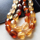 6-8mm Hessonite Garnet Faceted Chewing Gum Beads, Natural Garnet Rectangle, Hessonite For Jewelry, 13 Pcs - PAG40