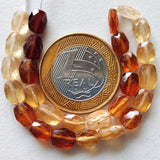 6-8mm Hessonite Garnet Faceted Chewing Gum Beads, Natural Garnet Rectangle, Hessonite For Jewelry, 13 Pcs - PAG40