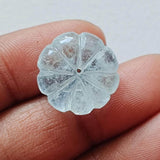 15.1mm 1 Pc Huge Aquamarine Carved Melon Beads, Natural Aquamarine For Jewelry / Necklace - PPH52