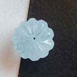 15.8mm 1 Pc Huge Aquamarine Carved Melon Beads, Natural Aquamarine For Jewelry / Necklace - PPH51