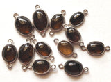 13-16mm Smoky Quartz Connectors, Smoky Quartz Oval Shape 925 Silver Connectors, 5 Pc Smoky Quartz Bezel Connector, Finding Charm - GODPC5006