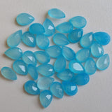 7x10mm Blue Chalcedony Pear Cut Stone, Blue Chalcedony Pear Cabochons For Jewelry (5 Pcs to 10 Pcs) - PNG40