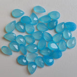 7x10mm Blue Chalcedony Pear Cut Stone, Blue Chalcedony Pear Cabochons For Jewelry (5 Pcs to 10 Pcs) - PNG40