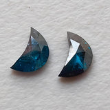 4.5mm Blue Half Crescent Moon Rose Cut Diamond Loose Cabochon, Calibrated Moon Shape Diamond For Jewelry - PDD968