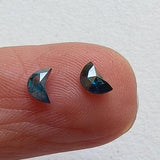 4.5mm Blue Half Crescent Moon Rose Cut Diamond Loose Cabochon, Calibrated Moon Shape Diamond For Jewelry - PDD968