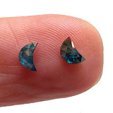 4.5mm Blue Half Crescent Moon Rose Cut Diamond Loose Cabochon, Calibrated Moon Shape Diamond For Jewelry - PDD968