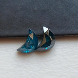 4.5mm Blue Half Crescent Moon Rose Cut Diamond Loose Cabochon, Calibrated Moon Shape Diamond For Jewelry - PDD968