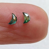 4mm Green Blue Half Crescent Moon Rose Cut Diamond Loose Cabochon, Calibrated Moon Shape Diamond For Jewelry - PDD969
