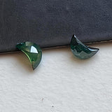 4mm Green Blue Half Crescent Moon Rose Cut Diamond Loose Cabochon, Calibrated Moon Shape Diamond For Jewelry - PDD969