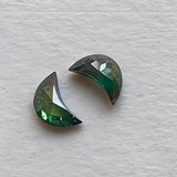 4mm Green Blue Half Crescent Moon Rose Cut Diamond Loose Cabochon, Calibrated Moon Shape Diamond For Jewelry - PDD969