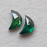 4mm Green Blue Half Crescent Moon Rose Cut Diamond Loose Cabochon, Calibrated Moon Shape Diamond For Jewelry - PDD969