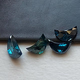 4mm Blue Half Crescent Moon Rose Cut Diamond Loose Cabochon, Calibrated Moon Shape Diamond For Jewelry - PDD970