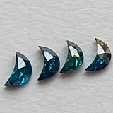 4mm Blue Half Crescent Moon Rose Cut Diamond Loose Cabochon, Calibrated Moon Shape Diamond For Jewelry - PDD970