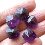 12mm Amethyst Stones, 1 Piece Loose Cushion Cut Square Faceted Pointed Back Amethyst Cabochons - KRIS1116Z