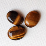 18-19 mm Tigers Eye Plain Cabochons, 3 Pieces Plain Tigers Eye Flat Back Loose Gemstones For Jewelry - NNP517Z