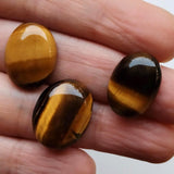 18-19 mm Tigers Eye Plain Cabochons, 3 Pieces Plain Tigers Eye Flat Back Loose Gemstones For Jewelry - NNP517Z