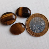 18-19 mm Tigers Eye Plain Cabochons, 3 Pieces Plain Tigers Eye Flat Back Loose Gemstones For Jewelry - NNP517Z