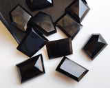 17-20mm Black Onyx RoseCut Cabochon, Faceted Fancy Cut Flat Black Onyx Gemstones For Jewelry, 5 Pieces- GODP277Z
