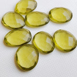 15-17mm Lemon Quartz Rose Cut Cabochons, 4 Pieces Yellow Lemon Quartz Rose Cut Faceted Gemstones For Jewelry - NNP509Z