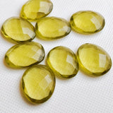 15-17mm Lemon Quartz Rose Cut Cabochons, 4 Pieces Yellow Lemon Quartz Rose Cut Faceted Gemstones For Jewelry - NNP509Z