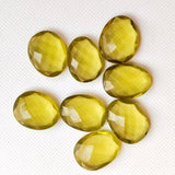 15-17mm Lemon Quartz Rose Cut Cabochons, 4 Pieces Yellow Lemon Quartz Rose Cut Faceted Gemstones For Jewelry - NNP509Z