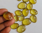 12-16mm Yellow Quartz Rose Cut Cabochon, Yellow Colored Crystal Quartz Rose Cut Flat Back Cabochons For Jewelry (5 Pcs To 10 Pcs) - NNP240Z