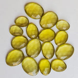 12-16mm Yellow Quartz Rose Cut Cabochon, Yellow Colored Crystal Quartz Rose Cut Flat Back Cabochons For Jewelry (5 Pcs To 10 Pcs) - NNP240Z