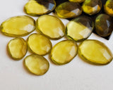 12-16mm Yellow Quartz Rose Cut Cabochon, Yellow Colored Crystal Quartz Rose Cut Flat Back Cabochons For Jewelry (5 Pcs To 10 Pcs) - NNP240Z