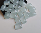 10x14mm Aquamarine Plain Rectangle Cabochon, Milky Aquamarine Flat Back Cabochon For Jewelry, Matched Pair (5 Pcs To 10 Pcs) - VICP397Z