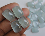 10x14mm Aquamarine Plain Rectangle Cabochon, Milky Aquamarine Flat Back Cabochon For Jewelry, Matched Pair (5 Pcs To 10 Pcs) - VICP397Z