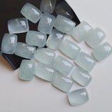 10x14mm Aquamarine Plain Rectangle Cabochon, Milky Aquamarine Flat Back Cabochon For Jewelry, Matched Pair (5 Pcs To 10 Pcs) - VICP397Z