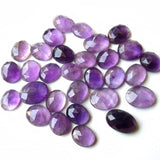 11x9mm -13x11mm Amethyst Oval Faceted Cabochon, Beautiful African Oval Rose Cut Amethyst For Jewelry (5 Pcs To 10 Pcs) - GODP230Z