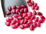 13x8mm Red Corundum Cabochons, Red Corundum Pear Rose Cut, Both Side Faceted