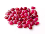 13x8mm Red Corundum Cabochons, Red Corundum Pear Rose Cut, Both Side Faceted