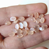 4x6mm Peach Moonstone Plain Oval Cabochon, Oval Plain Calibrated Flat Back Peach Moonstone For Jewelry (10 Pcs To 20 Pcs) - BGPA477Z