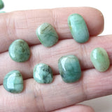 9-12mm Emerald Plain Cabochons, Natural Emerald Free Form Flat Back Cabochons